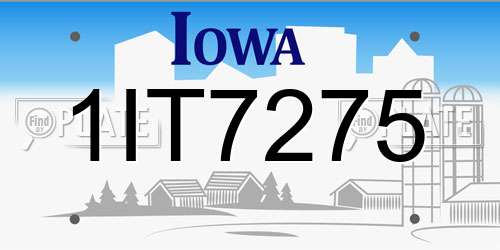 1IT7275 Iowa License Plate