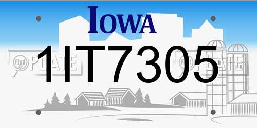 1IT7305 Iowa License Plate