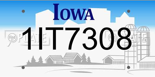 1IT7308 Iowa License Plate