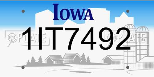 1IT7492 Iowa License Plate