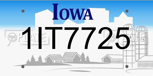1IT7725 Iowa License Plate