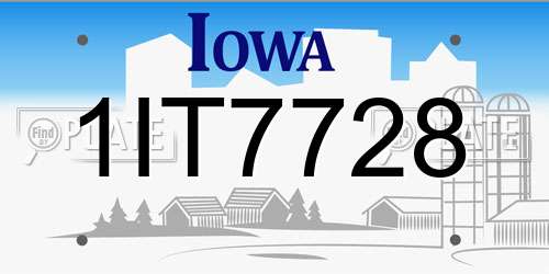 1IT7728 Iowa License Plate