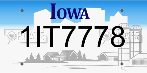 1IT7778 Iowa License Plate