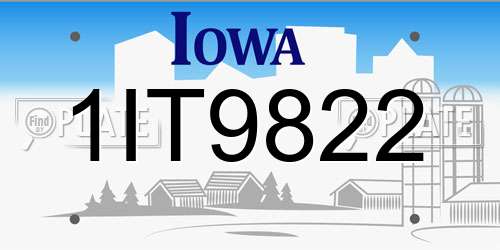 1IT9822 Iowa License Plate
