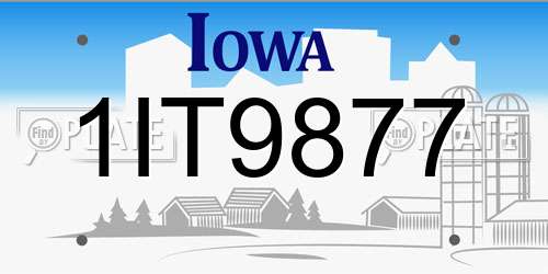 1IT9877 Iowa License Plate