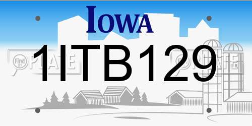 1ITB129 Iowa License Plate