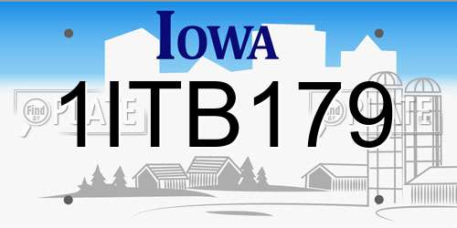 1ITB179 Iowa License Plate