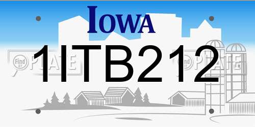1ITB212 Iowa License Plate