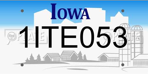 1ITE053 Iowa License Plate
