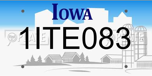 1ITE083 Iowa License Plate