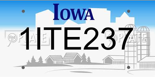 1ITE237 Iowa License Plate