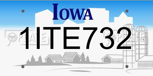 1ITE732 Iowa License Plate