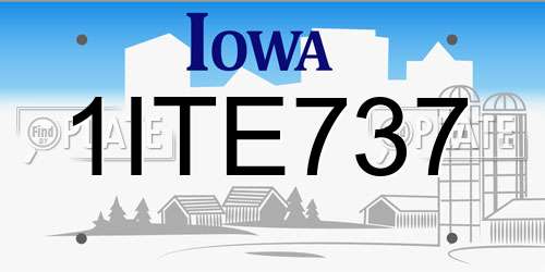 1ITE737 Iowa License Plate