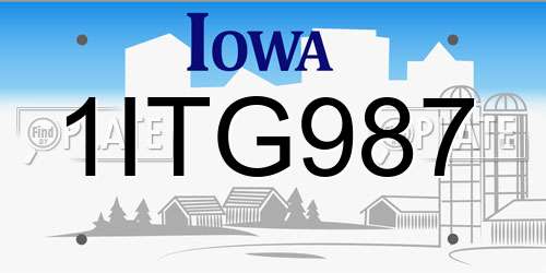 1ITG987 Iowa License Plate