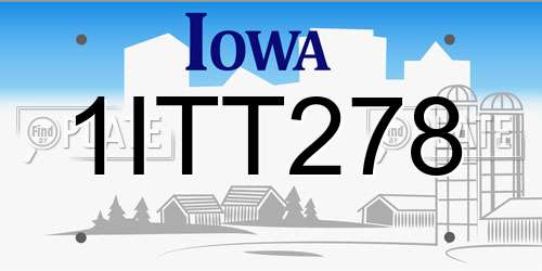 1ITT278 Iowa License Plate