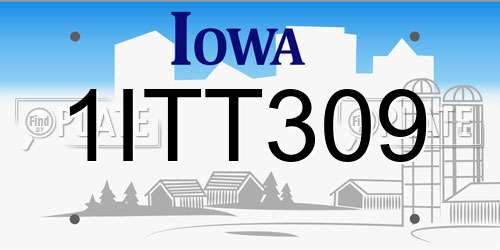 1ITT309 Iowa License Plate