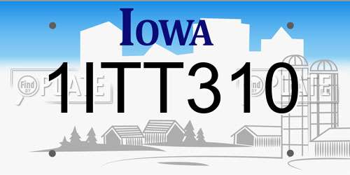 1ITT310 Iowa License Plate