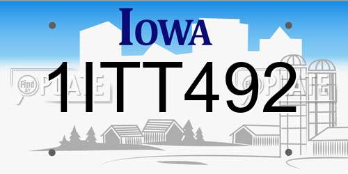 1ITT492 Iowa License Plate
