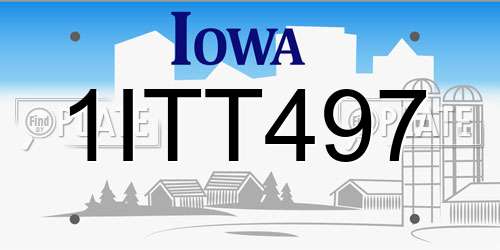 1ITT497 Iowa License Plate