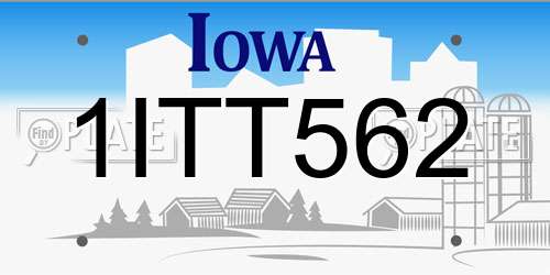 1ITT562 Iowa License Plate
