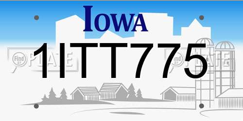 1ITT775 Iowa License Plate