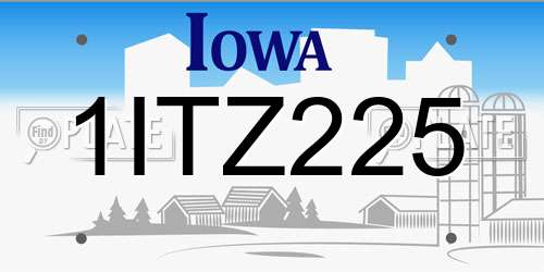 1ITZ225 Iowa License Plate