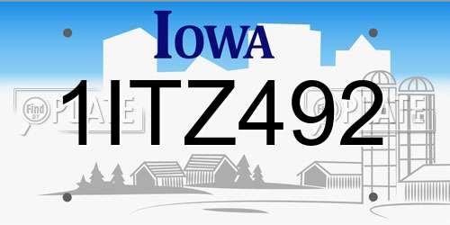 1ITZ492 Iowa License Plate