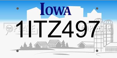 1ITZ497 Iowa License Plate