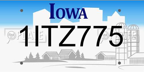 1ITZ775 Iowa License Plate