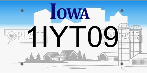 1IYT09 Iowa License Plate