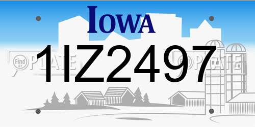 1IZ2497 Iowa License Plate