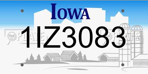 1IZ3083 Iowa License Plate