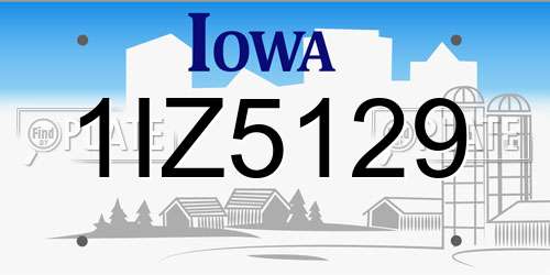 1IZ5129 Iowa License Plate