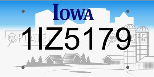 1IZ5179 Iowa License Plate