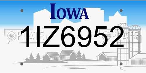 1IZ6952 Iowa License Plate