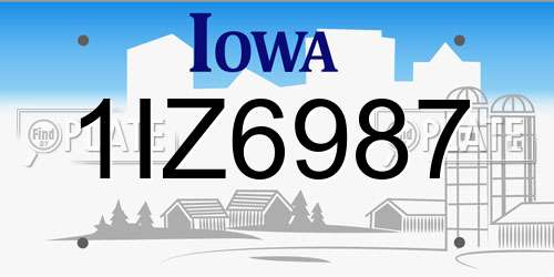 1IZ6987 Iowa License Plate