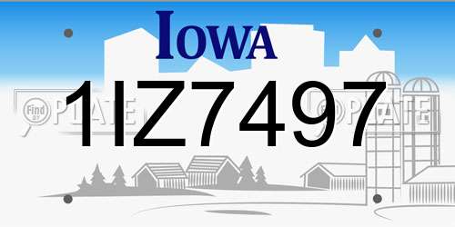 1IZ7497 Iowa License Plate