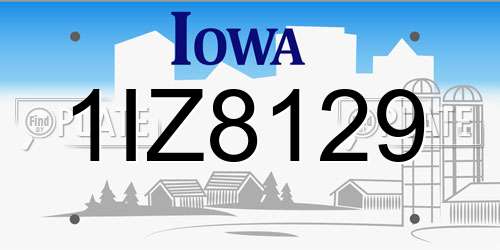 1IZ8129 Iowa License Plate