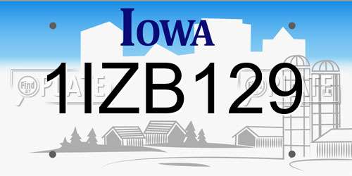 1IZB129 Iowa License Plate