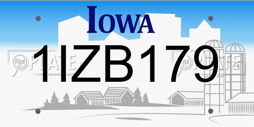 1IZB179 Iowa License Plate