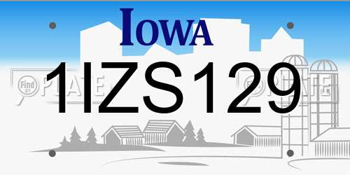 1IZS129 Iowa License Plate