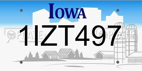 1IZT497 Iowa License Plate