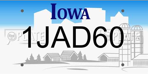 1JAD60 Iowa License Plate