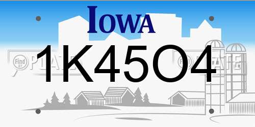 1K45O4 Iowa License Plate