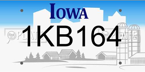 1KB164 Iowa License Plate