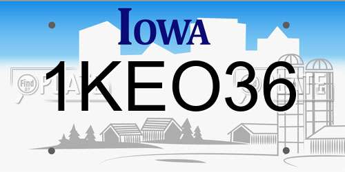 1KEO36 Iowa License Plate