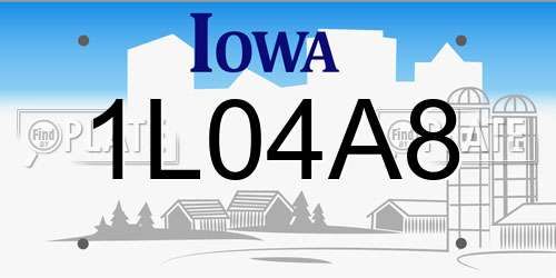 1L04A8 Iowa License Plate