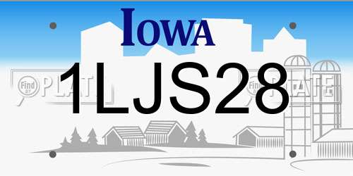 1LJS28 Iowa License Plate