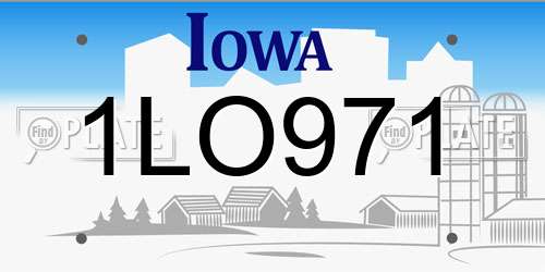 1LO971 Iowa License Plate