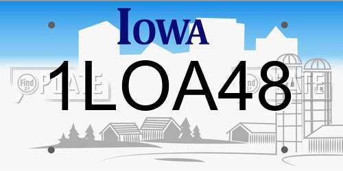 1LOA48 Iowa License Plate